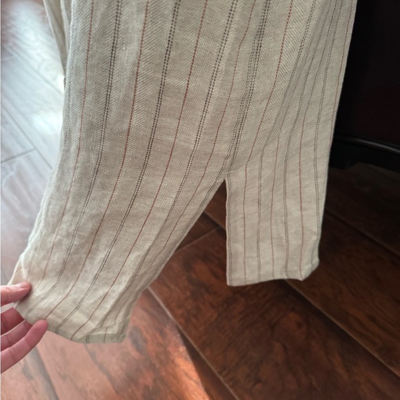 Rebecca King one-of-a-kind sample oatmeal linen stripe duster with pockets - Picture 10 of 15